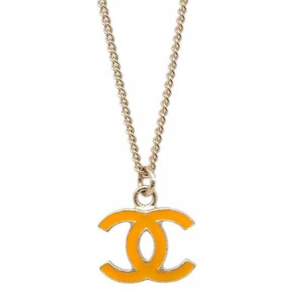 Chanel Gold Orange CC Pendant Necklace - Picture 1 of 4